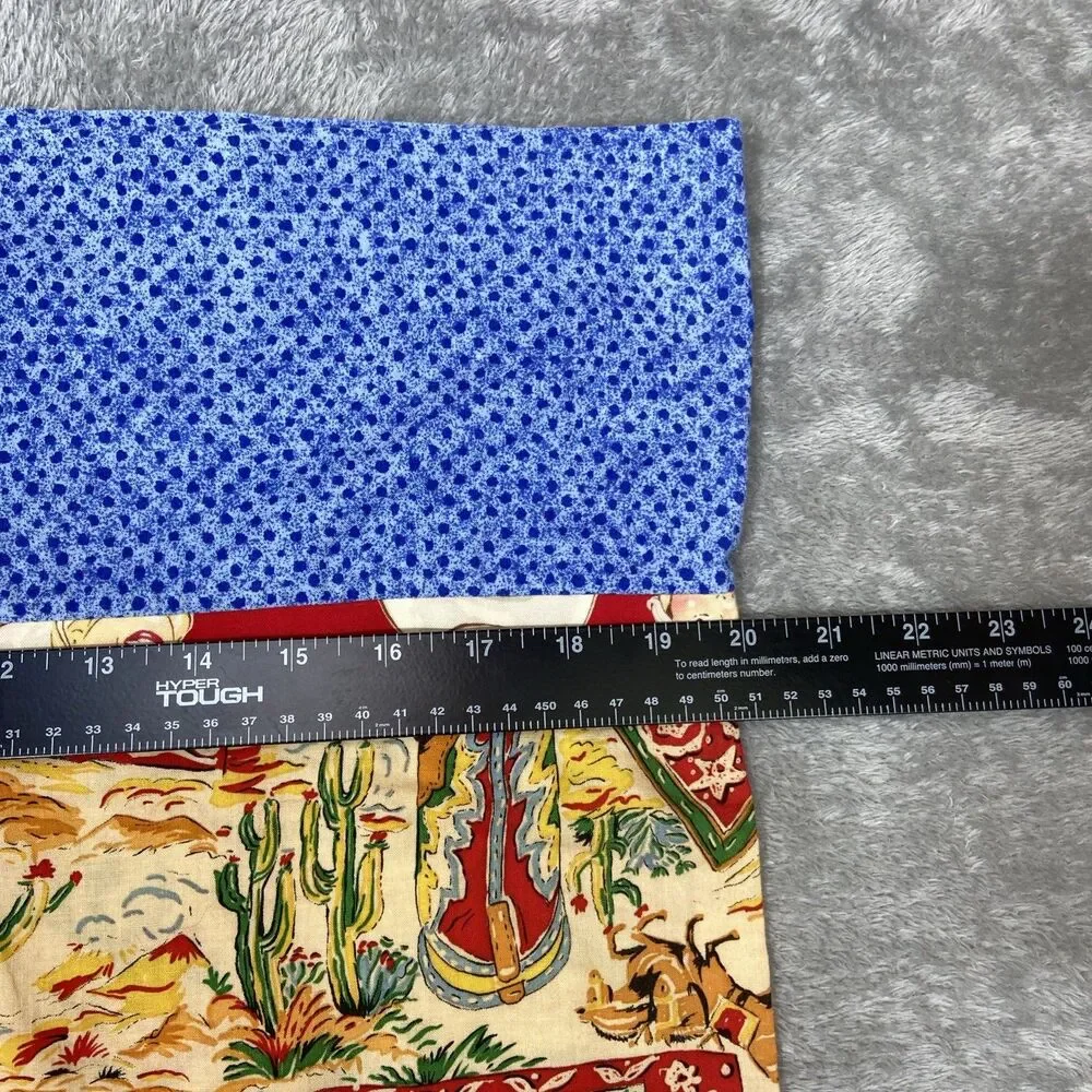 2 Vintage Pillow Cases Western Cowboy Stagecoach Wild West Standard Size Covers
